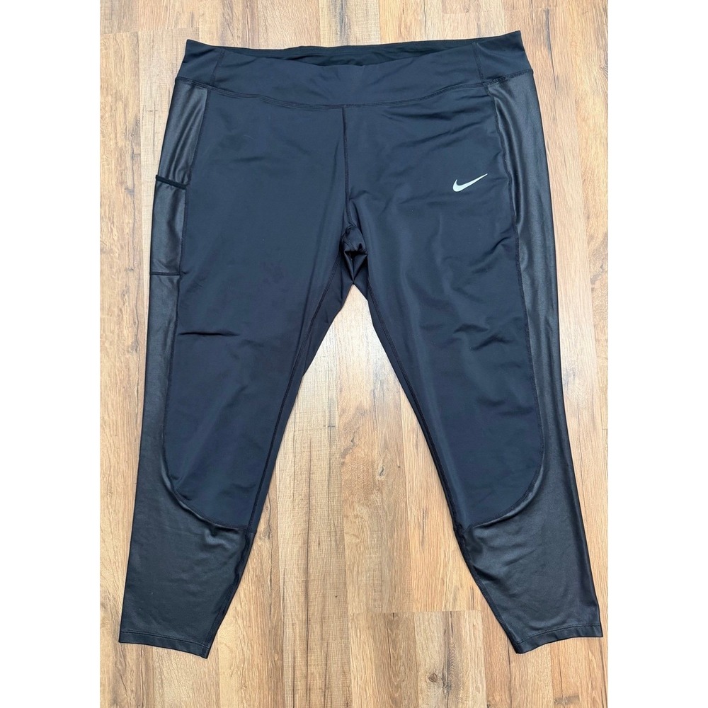 Nike Dri-FIT Black Cropped Workout Leggings Side Pockets Plus Size 3X